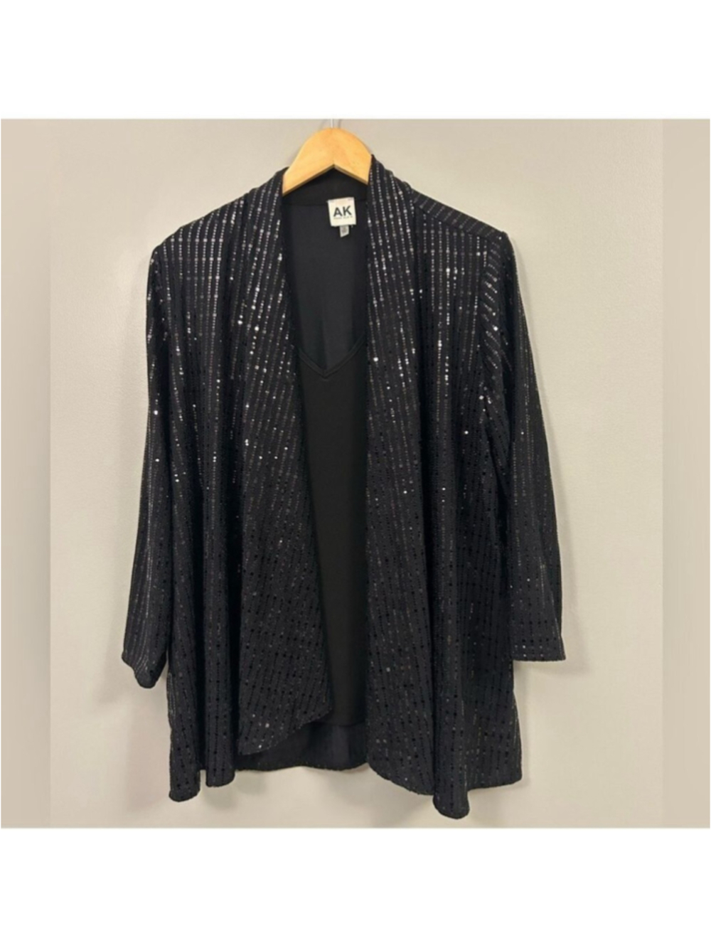 Anne Klein Black Sequin Cardigan & Shirt 1X